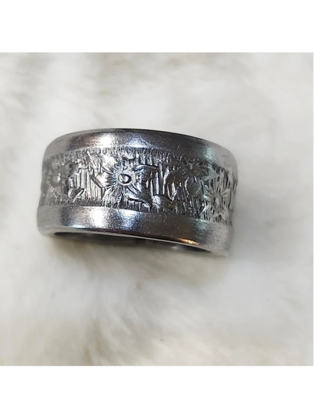 Floral Ring size 6¼ silverwear spoon ring